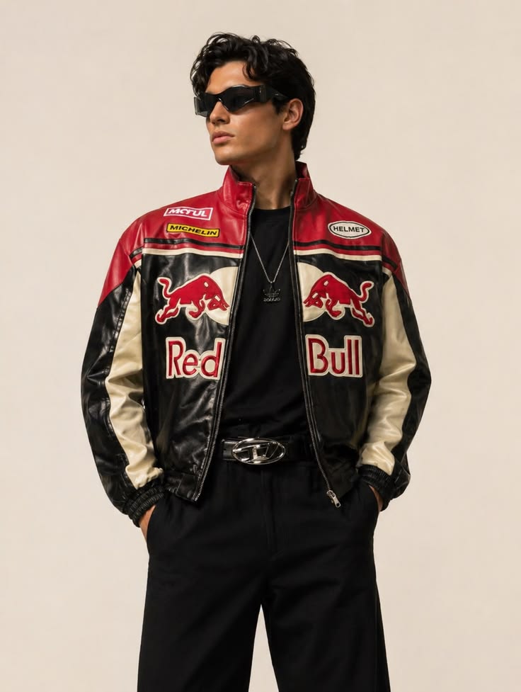 Red bull racing jacket fully Embroidered and unique style.