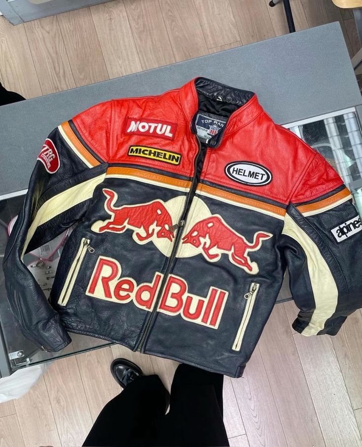 Red bull racing jacket fully Embroidered and unique style.