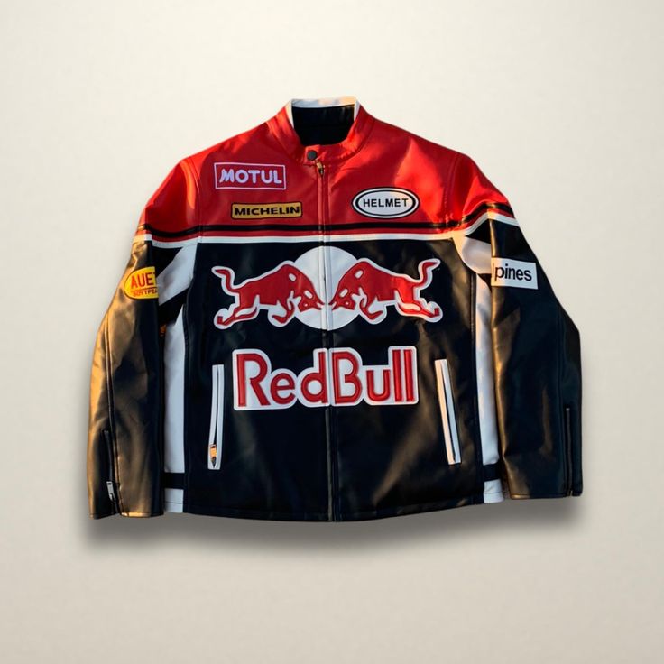 Red bull racing jacket fully Embroidered and unique style.